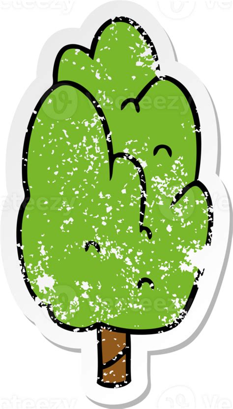 Hand Drawn Distressed Sticker Cartoon Doodle Single Green Tree 45079357 Png