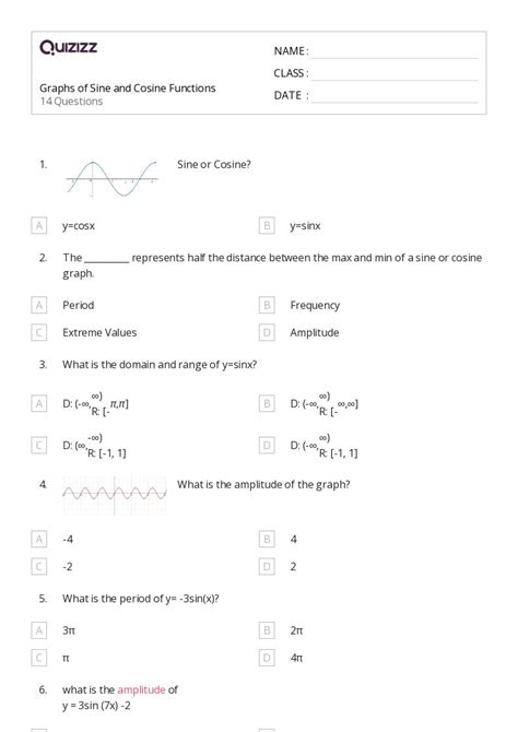 50 Graph Sine Functions Worksheets For 11th Class On Quizizz Free