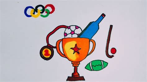 A Drawing Of A Trophy With The Olympic Rings Around It And Other Sports