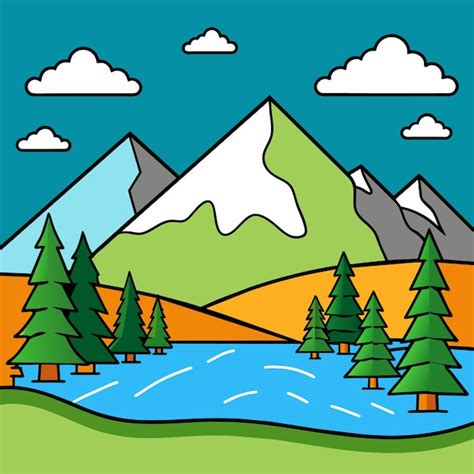 Premium Vector Mountain With Lake Views