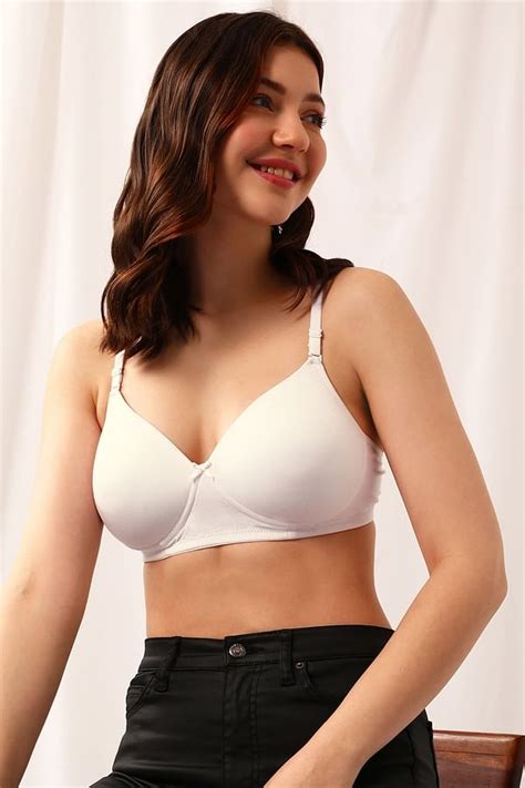 Buy Padded Non Wired Full Cup Multiway T Shirt Bra In White Cotton