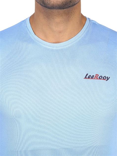 Leerooy Half Sleeve Logo Sky Blue Round Neck Classic Mens Tshirts At