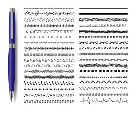 Vector Set Of Artistic Pen Brushes Isolated On White Background Pen