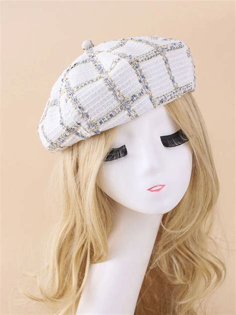 1pc Plaid Beret Beret Hat Aesthetic Fashion Collectors