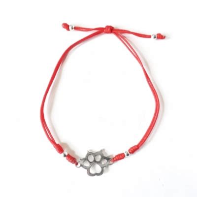 ANDREA COGGIOLA JOYAS Pulsera Cordón Roja Huella Gato Plata Fina 925