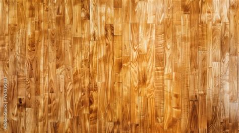 Hardwood Maple Basketball Court Floor Viewed From Above For Natural