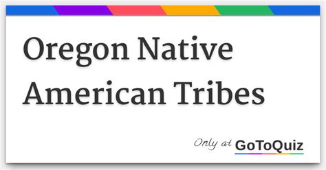 Oregon Native American Tribes