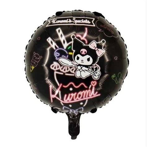 Balon Foil Bulat Karakter Sanrio Kuromi Warna Hitam Balloon Lingkaran