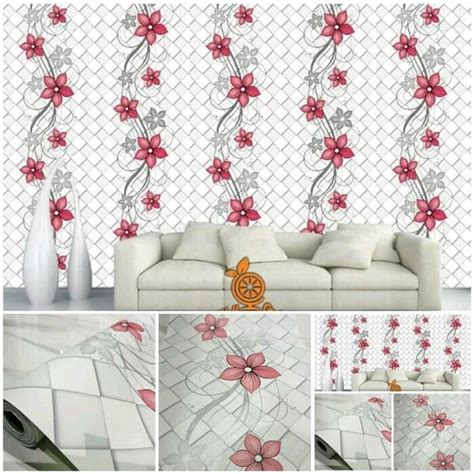 Jual Wallpaper Dinding Sticker Bunga Mawar Merah Ukuran 10m X 45cm Di