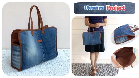 Sewing Diy A Open Wide Denim Tote Bag Tutorial Tote Bag Patterns