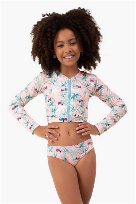 Biquíni infantil cropped zíper e proteção solar Kombis Dedeka