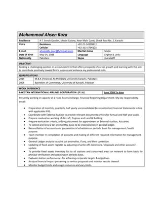 Ahsen Raza CV PDF