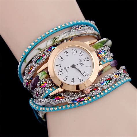 6 Colors Fashion Colorful Weave Leather Watch Wrap Wristwatch Analog