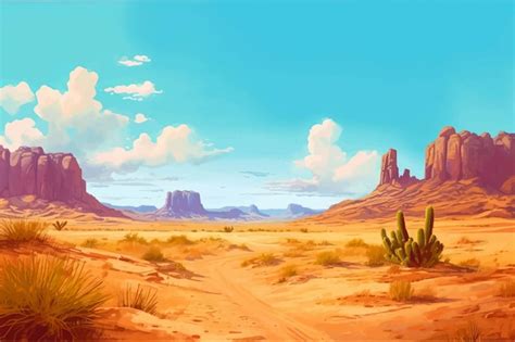 Premium Vector Hot Summer Desert Landscape Wallpaper