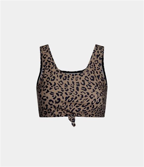 Women S Scoop Neck Leopard Print Tie Up Bikini Top HALARA