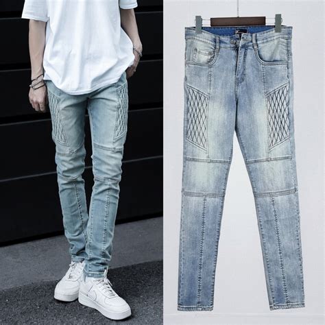 Qu N Skinny Jeans Classic Biker Form Nam Faza Streetwear M U Xanh Wash