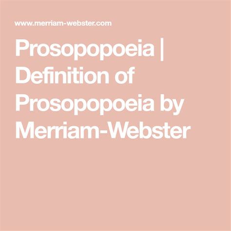 Prosopopoeia | Definition of Prosopopoeia by Merriam-Webster | Rhyming ...