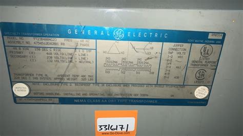 40 KVA 460 Delta Primary 230Y 132 Secondary General Electric Dry