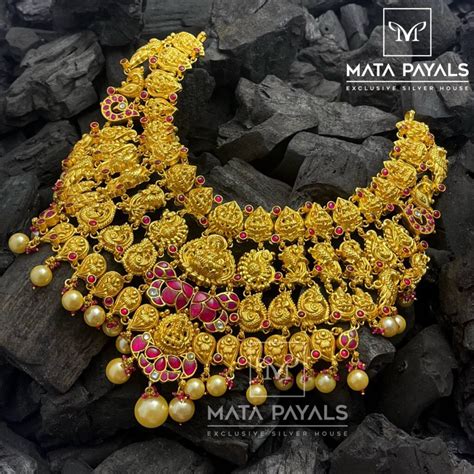 Royal Goddess Lakshmi Gold Plated Necklace Mata Payals Exclusive