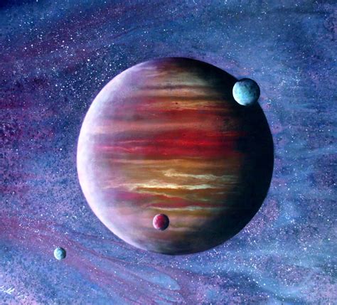 Gasriese mit Monden - Universum, Planet, Malerei von Galerie-Mettingen ...