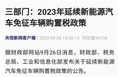 2023年新能源汽车购置税继续免征！财经头条