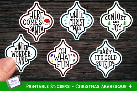 Christmas Stickers Arabesque Graphic By Stacysdigitaldesigns