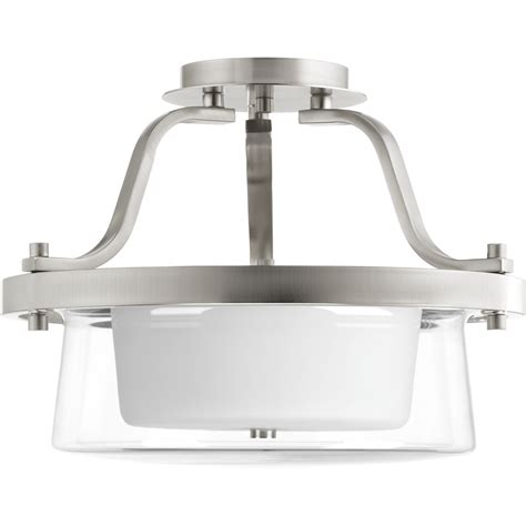 Indulge Collection Two Light Brushed Nickel Semi Flush Mount Light