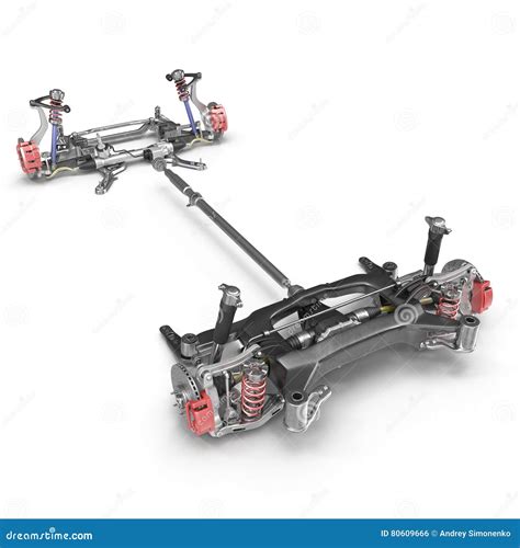 Render Of Car Chassis Without Engine Isolated On White 3d Illustration Stock Illustration