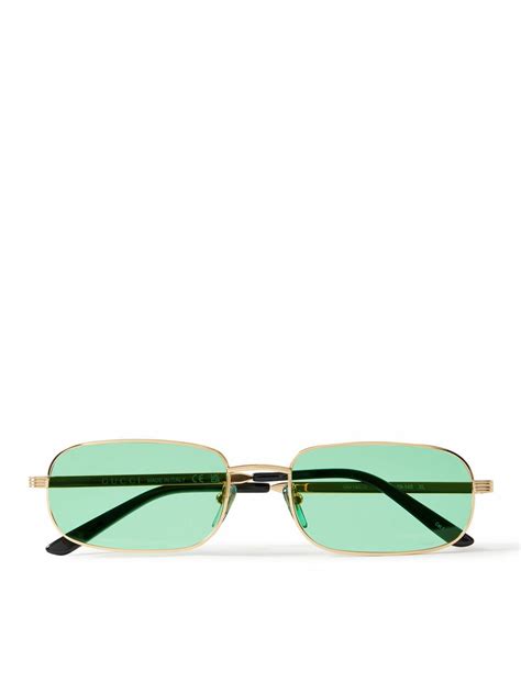 Gucci Eyewear Rectangular Frame Gold Tone Sunglasses Gucci