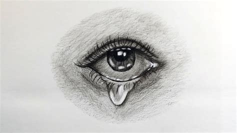 How To Draw An Eye With Teardrop With Soft Charcoal Pencil For