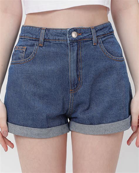 Riachuelo Short Jeans Juvenil Barra Dobrada Cintura Alta Jeans