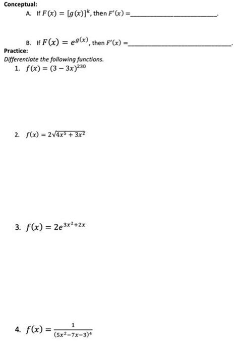 Solved Conceptual A If F X [g X ]k Then F′ X B If