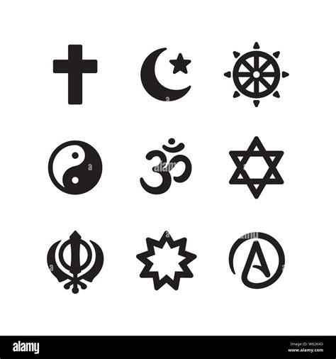 Icon set of religious symbols. Christianity, Islam, Buddhism, other ...