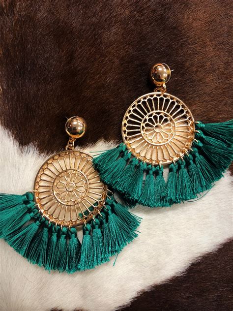 Marisol ” Floral Cut Out Tassel Earrings Green Ale Accessories