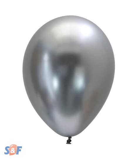 Globo Plata o Plateado Cromado Chrome Silver 11 Redondo en Látex