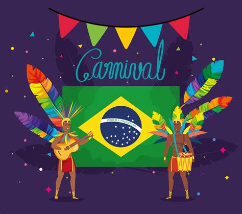 Cartel del carnaval de Brasil con bailarines exóticos y decoración ...