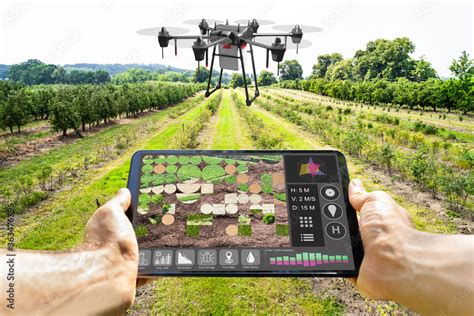 Modern Smart Farming Agriculture Technology At Farm Stock Photo | Adobe ...