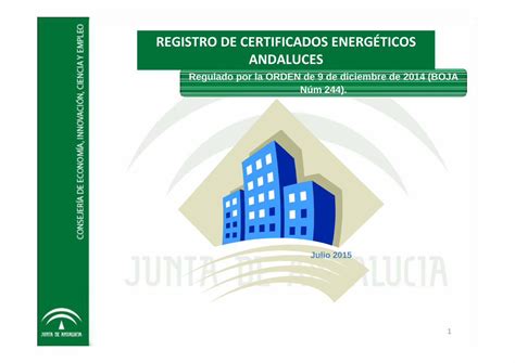 PDF REGISTRO DE CERTIFICADOS ENERGÉTICOS ANDALUCES constituye una