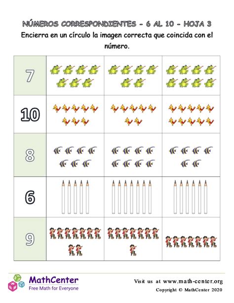 Math Center Pre Jard N De Infantes Hojas De Trabajo N Meros Del Al