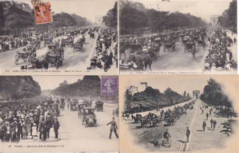 LOT DE 4 Cartes Postales Anciennes Postcards PARIS Avenue Du BOIS DE