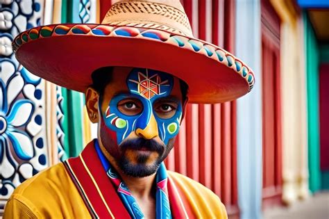 Un Hombre Con La Cara Pintada Y Un Sombrero Con Las Palabras Chakra