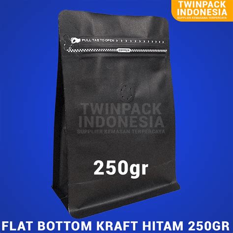 Jual Kemasan Kopi Gr Flat Bottom Kraftpaper Hitam Kemasan Valve