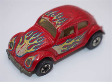 Vintage Hot Wheels Beetle Red With Flames Chelle Etsy