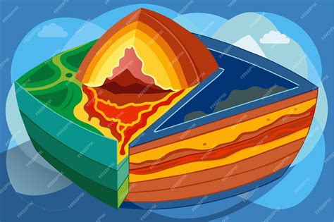 Diagrama Das Camadas Da Terra Crosta Manto Núcleo Externo Núcleo Interno Vetor Premium Gerado