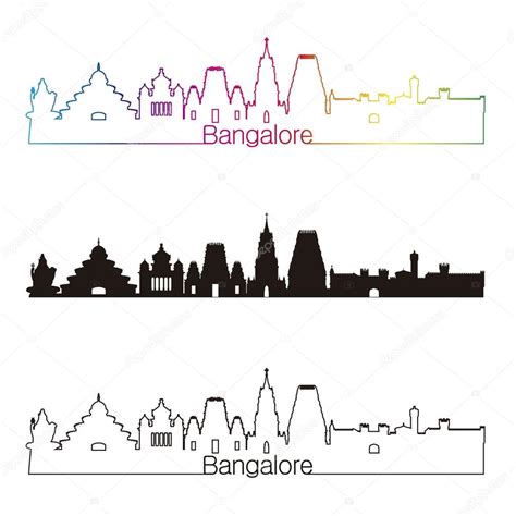 Bangalore skyline linear style with rainbow Stock Vector Image by ...