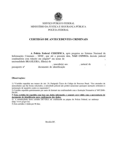 Certified Translation Of Brazilian Criminal Record Certificate From