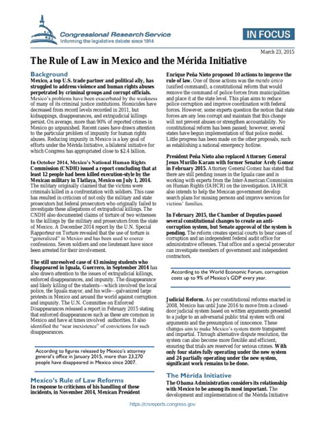 The Rule of Law in Mexico and the Mérida Initiative EveryCRSReport