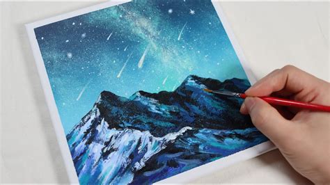 Milky Way Over Mountains Easy Acrylic Painting For Beginners