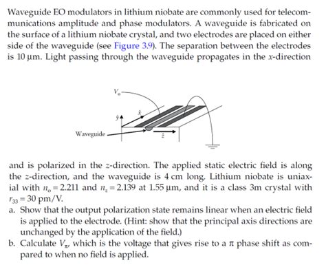 Solved Waveguide EO Modulators In Lithium Niobate Are Chegg