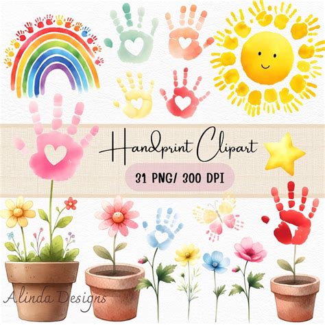 Watercolor Handprint Clipart Painted Hand Healing Hands Clipart Diy